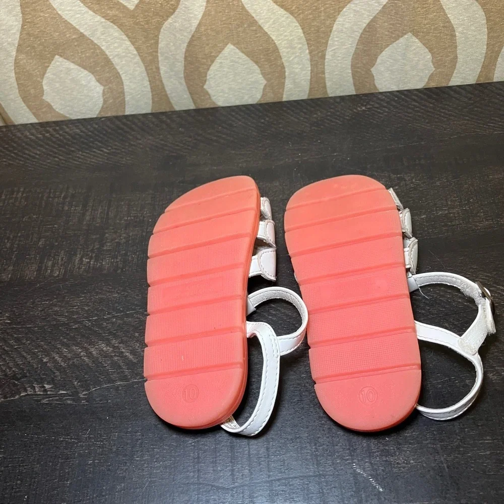 Old Navy Toddler Girls Size 10 White Daisy Pink Sandals Floral Strappy Buckle